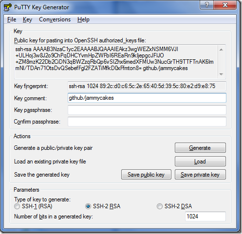 PuTTYgen screenshot
